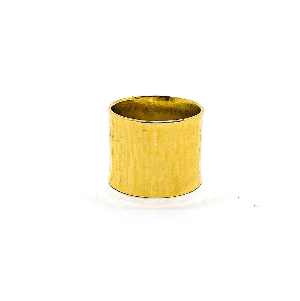 14k Gold Wide Hammered Band by Judie Raiford