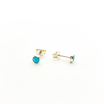 side angle view of 4mm Turquoise Studs by Judie Raiford
