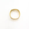 over top view of 14k Gold Cross Pein Hammered Band by Judie Raiford