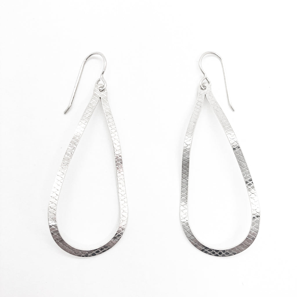 sterling silver Textured Pear Drop Earrings by Judie Raiford