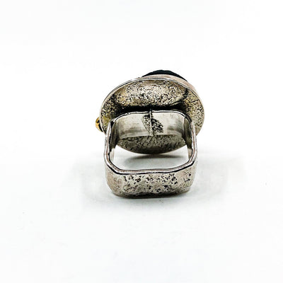 back side view of size 6 Sterling Natural Surface Tourmaline Ring with 14k Gold Ball by Judie Raiford