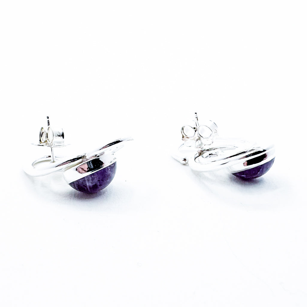 Sterling Classic Link Cape Amethyst Earrings