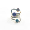 size 6.75 Sterling Square Wrap Ring with Lemon Citrine, Blue Topaz, and Amethyst by Judie Raiford