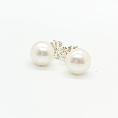 Extra Large 12mm White Pearl Stud Earrings by Judie Raiford