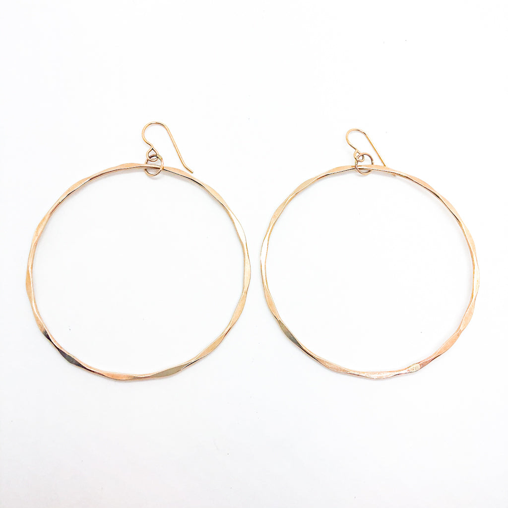 14k Gold Filled Large Hammered Hoop Earrings by Judie Raiford