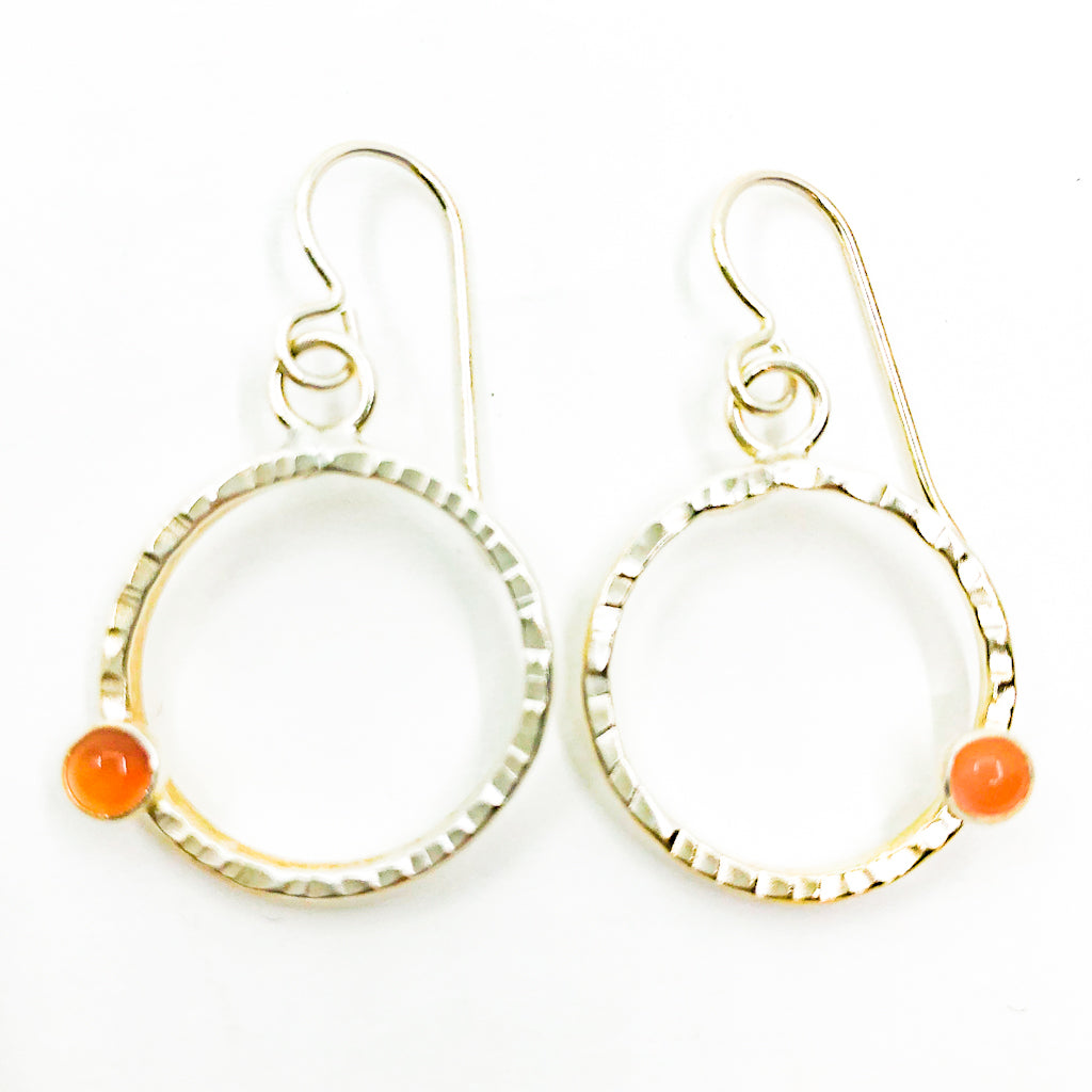 Sterling Pluto Earrings with Carnelian by Judie Raiford