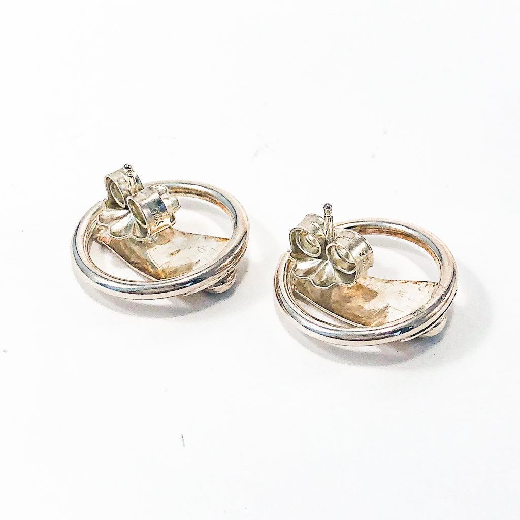 back view of Round Lawa Earrings with Onyx by Judie Raiford