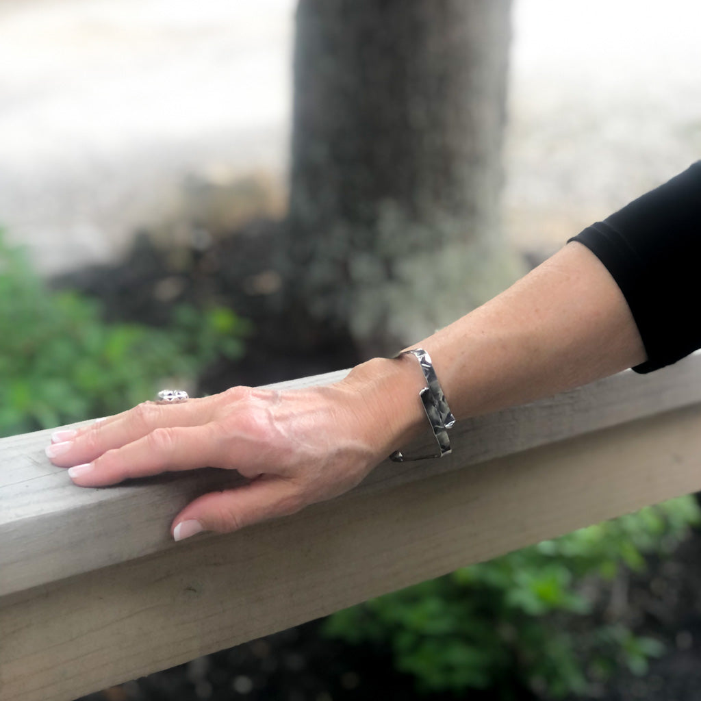 Oxidized Sterling Heavy Square Bangle