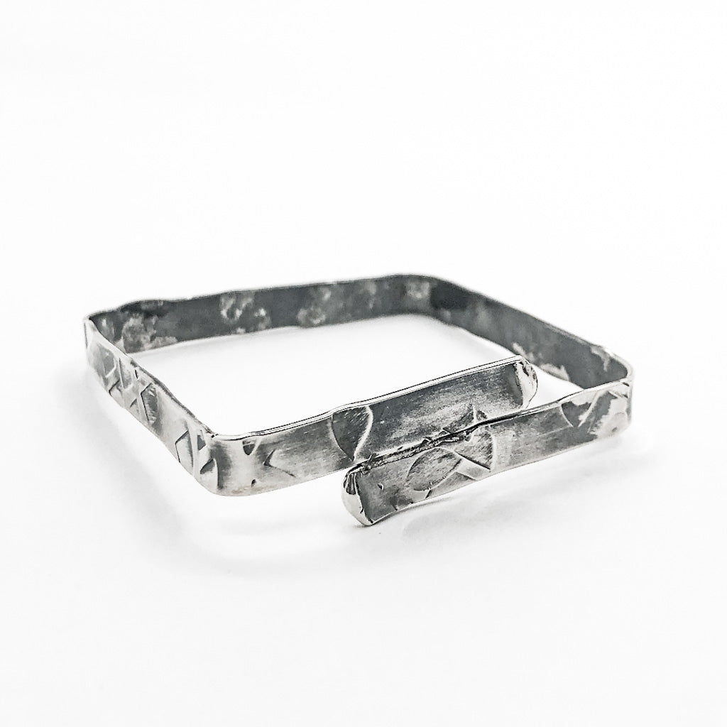 Oxidized Sterling Heavy Square Bangle