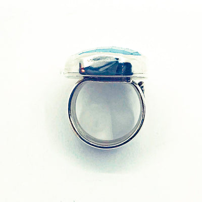 over top view of Sterling Aquamarine Ring by Judie Raiford