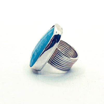 side view of Sterling Aquamarine Ring by Judie Raiford