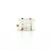 left side view of Sterling Anticlastic X Hammered Ring with 14k Ball by Judie Raiford