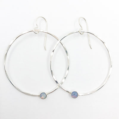 Sterling Orbit Earrings with opal by Judie Raiford