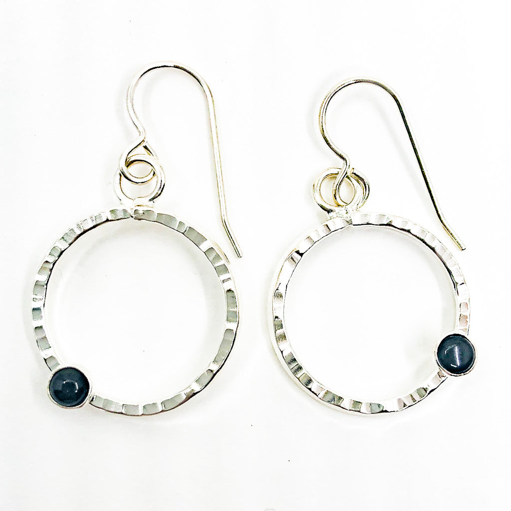 Sterling Pluto Earrings with Black Onyx by Judie Raiford