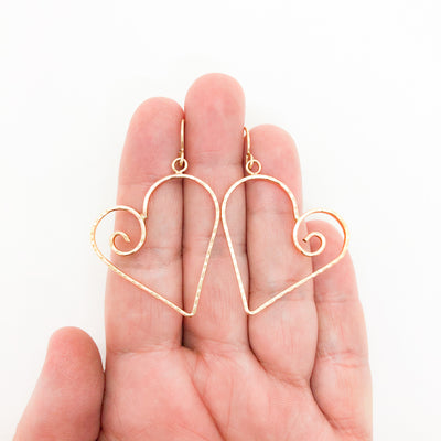 14k Gold Filled Curly Jane Heart Earrings