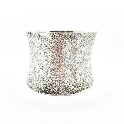 left side view of 1.5" Oxidized Sterling Wide Anticlastic Cuff by Judie Raiford