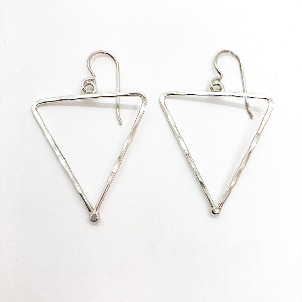 sterling silver Short Hammered Triangle Earrings by Judie Raiford