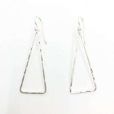 Sterling Skinny Hammered Triangle Earrings by Judie Raiford