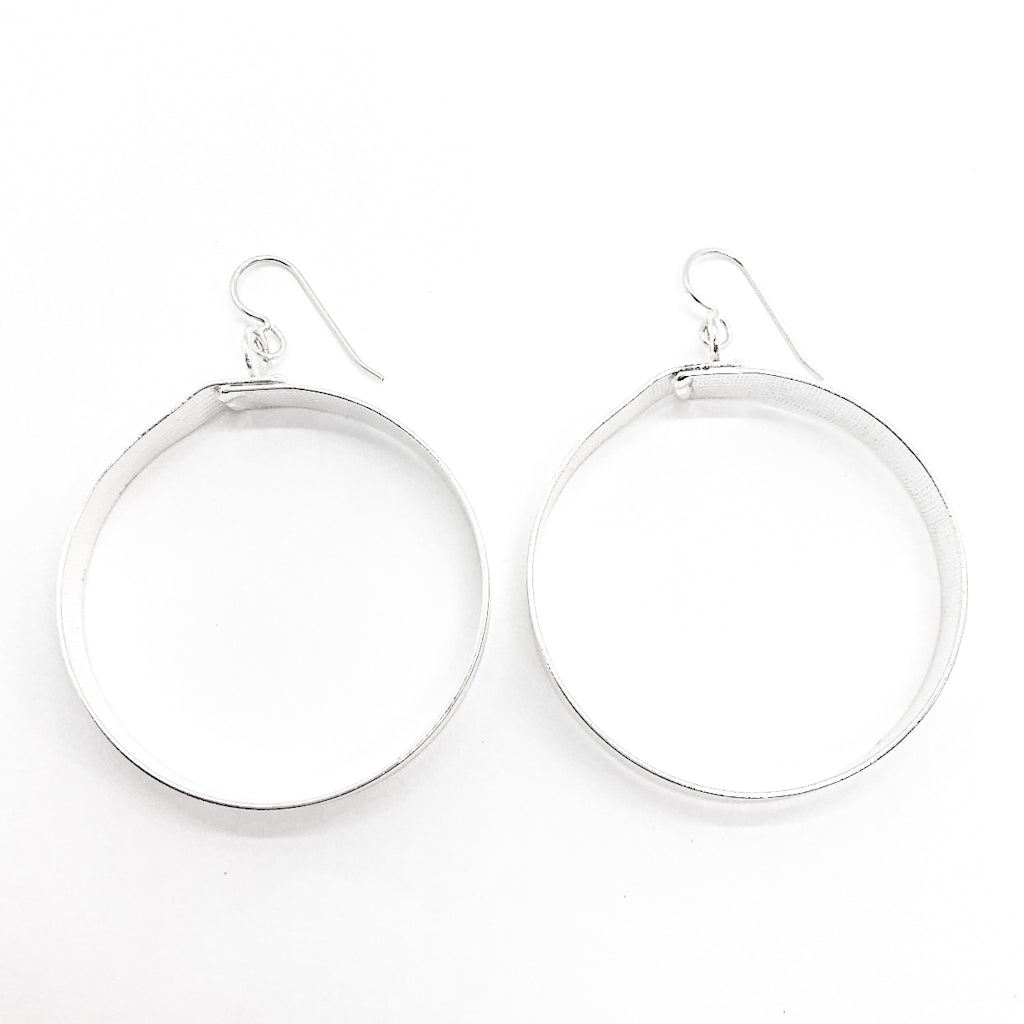 large sterling silver Full Moon Textured Bandage Hoop Earrings by Judie Raiford