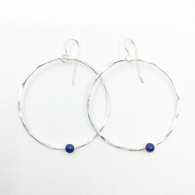 Sterling Orbit Earrings with Lapis by Judie Raiford