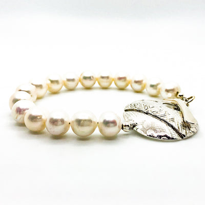 Sterling Cupcake Bracelet with White Pearls