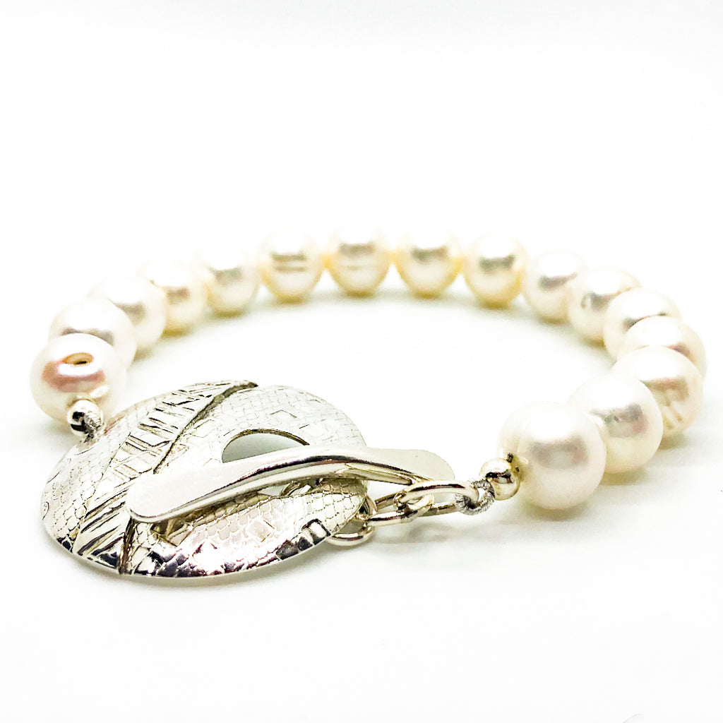 Sterling Cupcake Bracelet with White Pearls