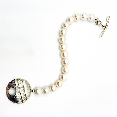 Sterling Cupcake Bracelet with White Pearls