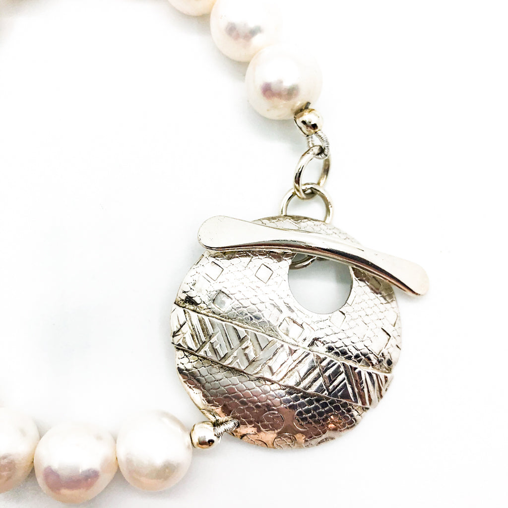 Sterling Cupcake Bracelet with White Pearls