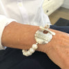 Sterling Triple Strand Cupcake Bracelet with Gold Pearls by Judie Raiford worn on model