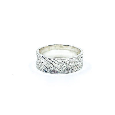 size 11.25 Men's Sterling Mom's Hammer Cross Hatch Textured Ring by Judie Raiford