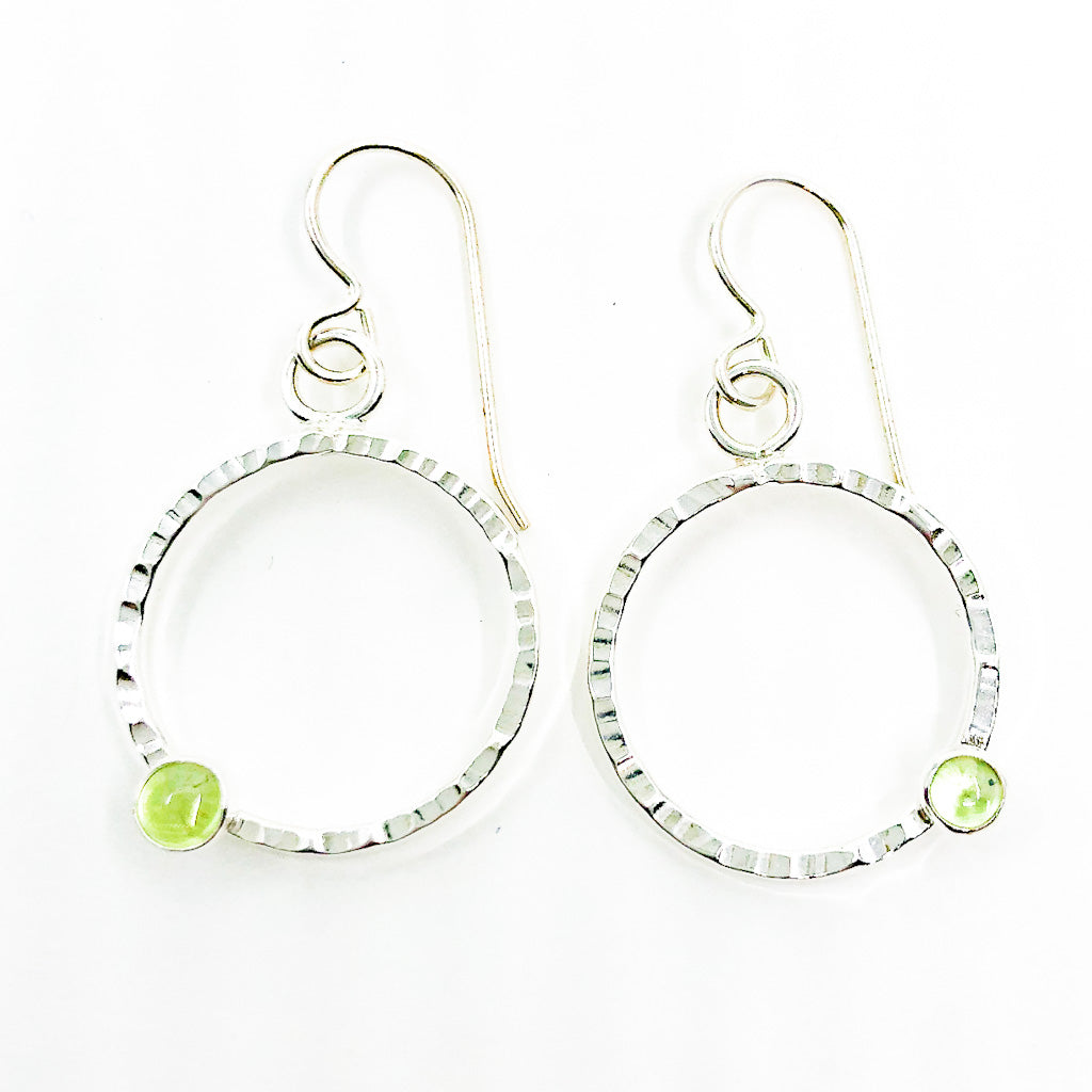 Sterling Pluto Earrings with Peridot by Judie Raiford