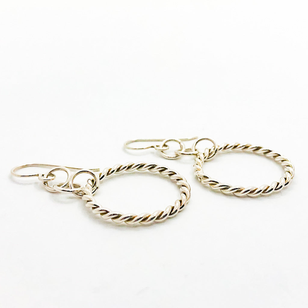 Small Circle Double Twist Hoop Earrings