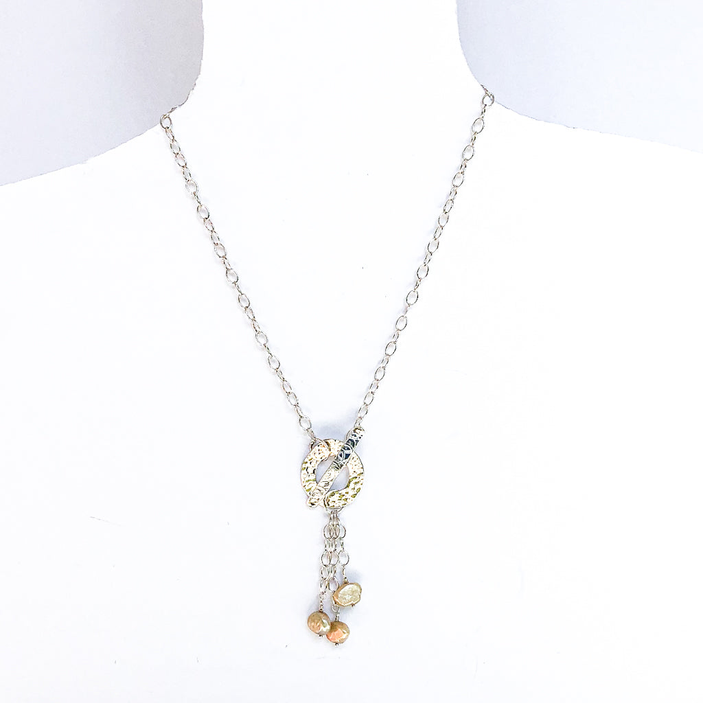 Dale 3-Pearl Lariat Necklace by Judie Raiford on mannequin