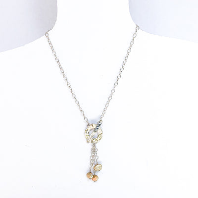 Dale 3-Pearl Lariat Necklace by Judie Raiford on mannequin