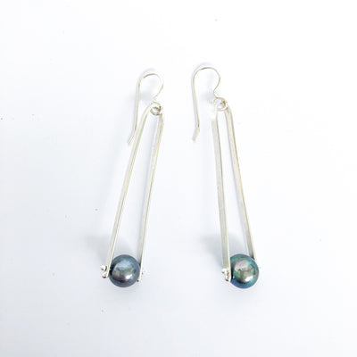 Long Tic Toc Earrings with Pearls