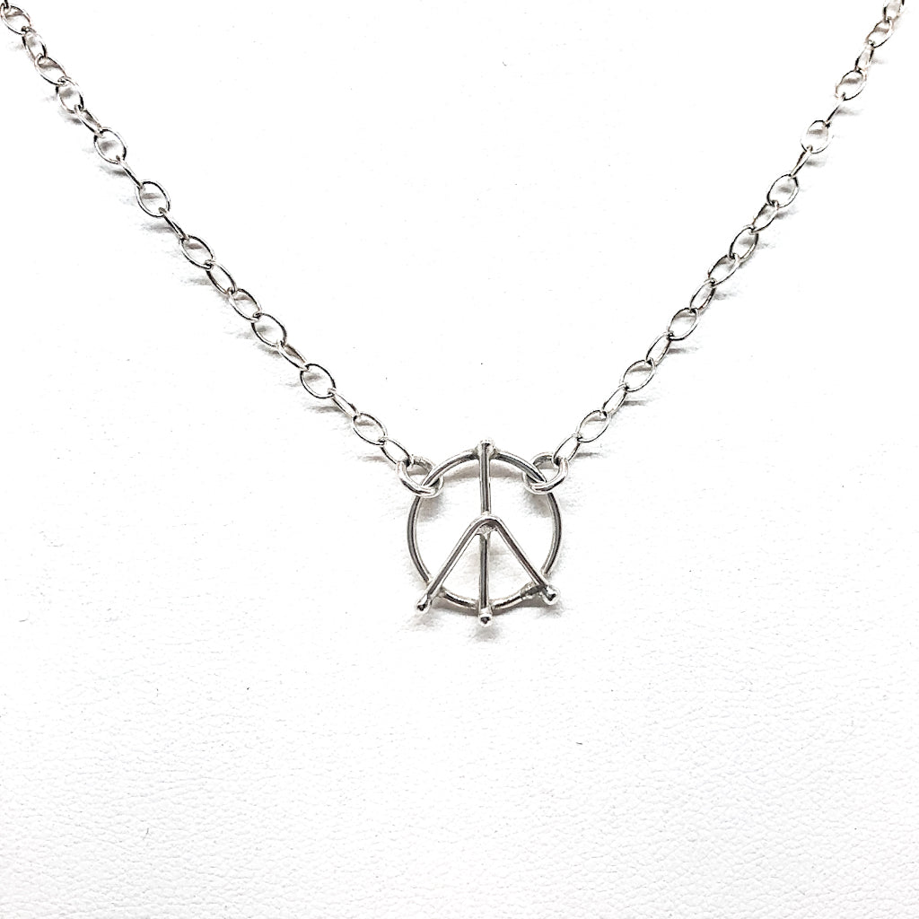 Tiny Peace Sign Necklace - Raiford Gallery Inc