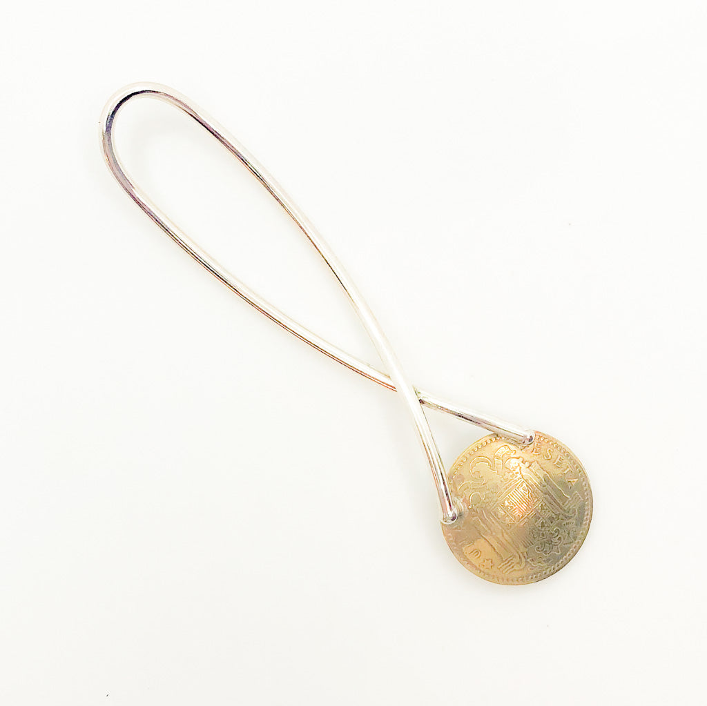 back side view of Sterling Salt Spoon with Coin by Judie Raiford