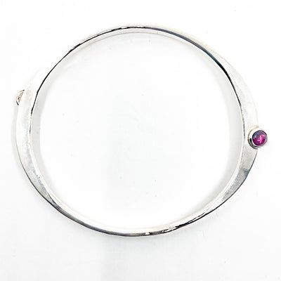 Sterling Naught Bangle with Garnet Cabochons by Judie Raiford