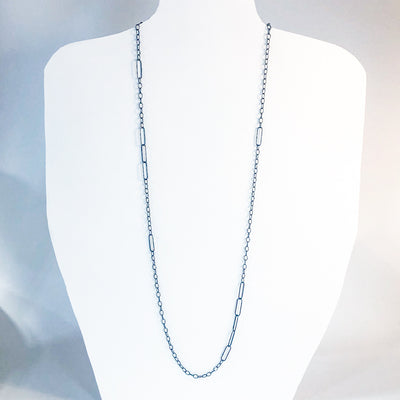 Oxidized Sterling Long Short Chain Necklace