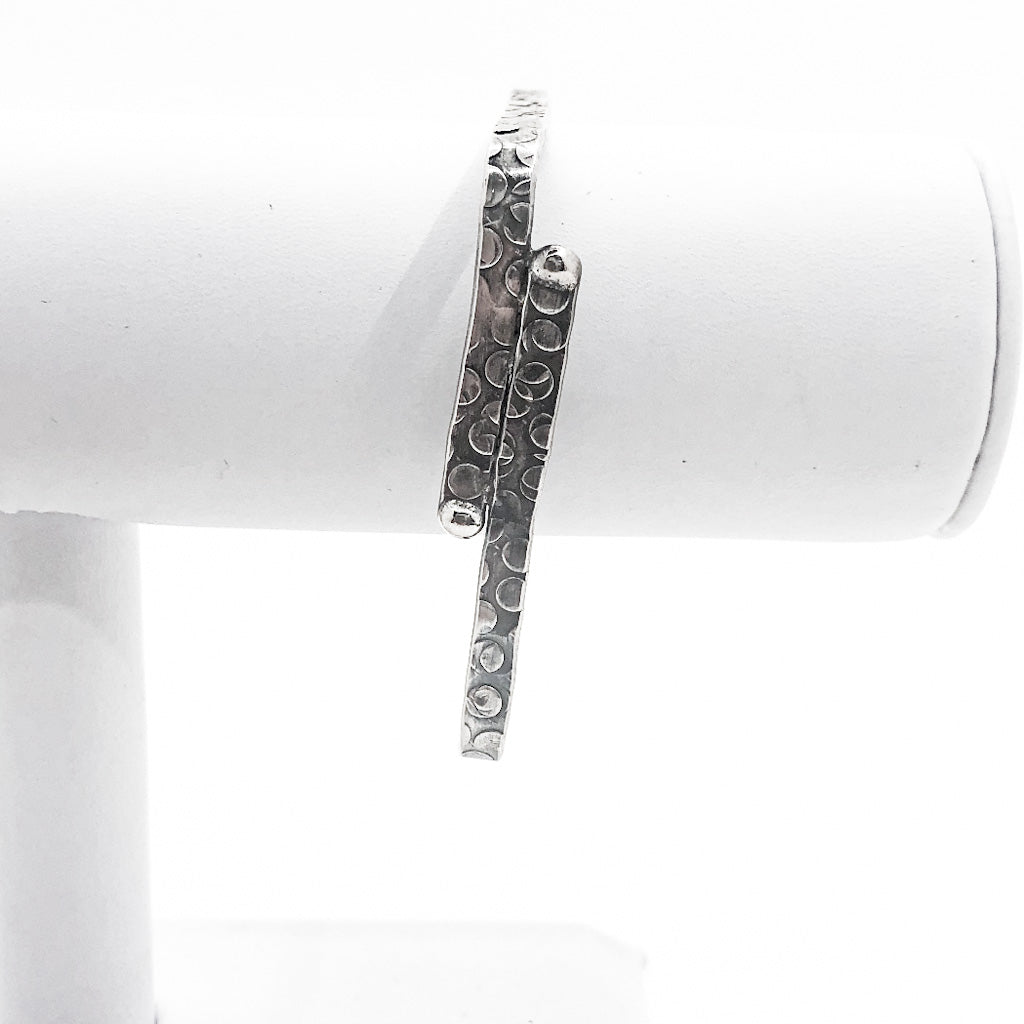 Oxidized Sterling Overlap Square Hammered Bangle