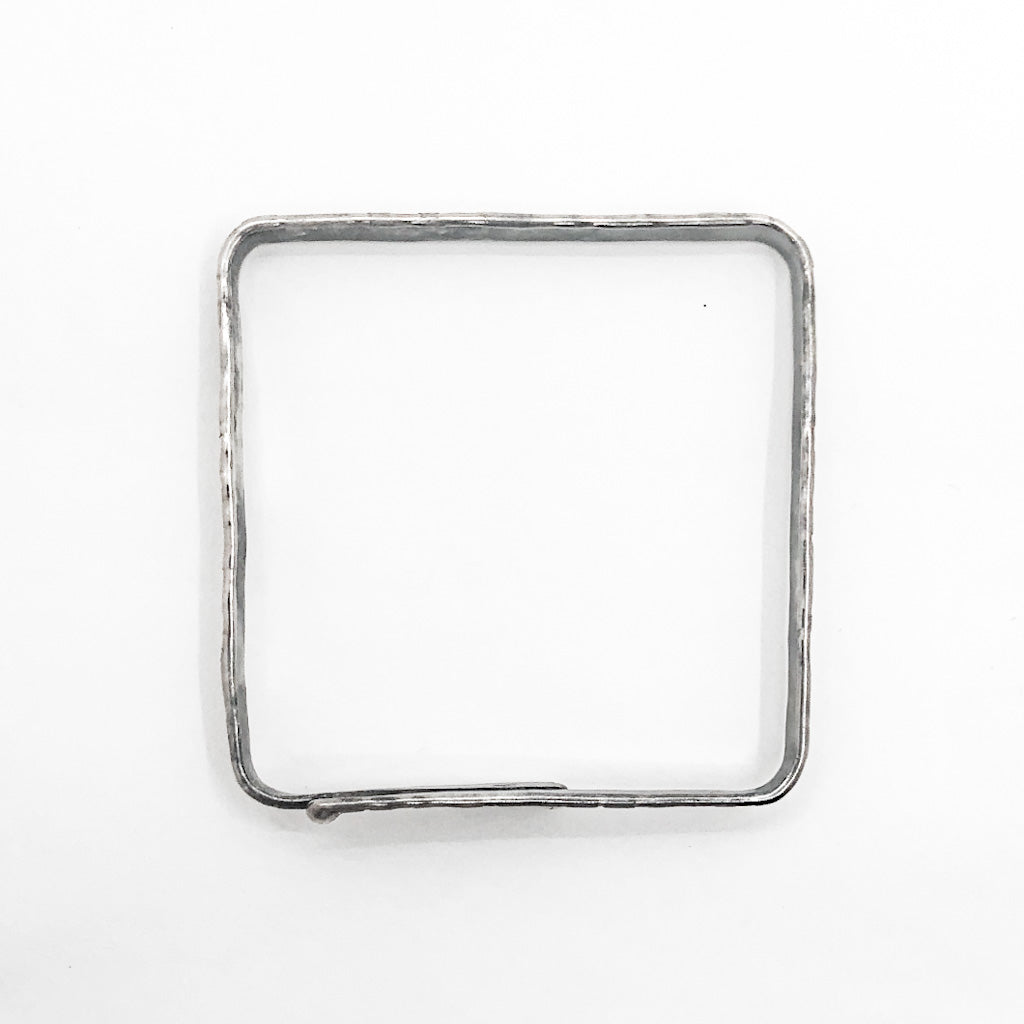 Oxidized Sterling Overlap Square Hammered Bangle