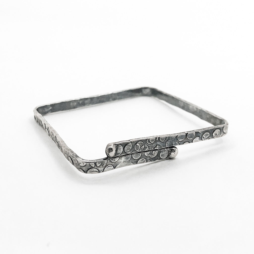 Oxidized Sterling Overlap Square Hammered Bangle