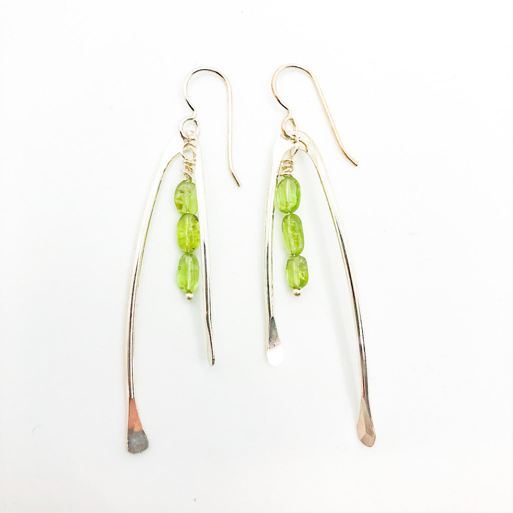 Wishbone Earrings with Gemstones