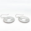 back angle view of sterling silver Square Hammered Olive Earrings by Judie Raiford