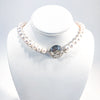 Sterling Cupcake Necklace with White Baroque Pearls by Judie Raiford displayed on white mannequin bust