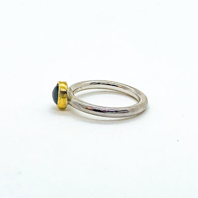 side view of size 6.5 Round Iolite Ring by Judie Raiford