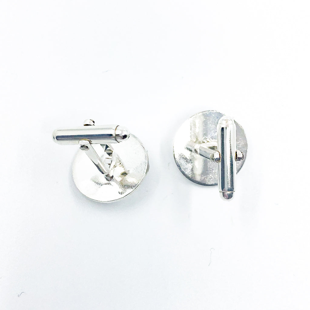 Sterling Circle Cuff Links with Garnet