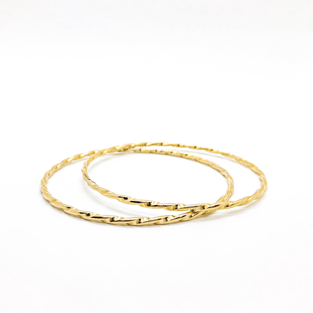 pair of 14k Gold Filled Single Twist Bangle by Judie Raiford