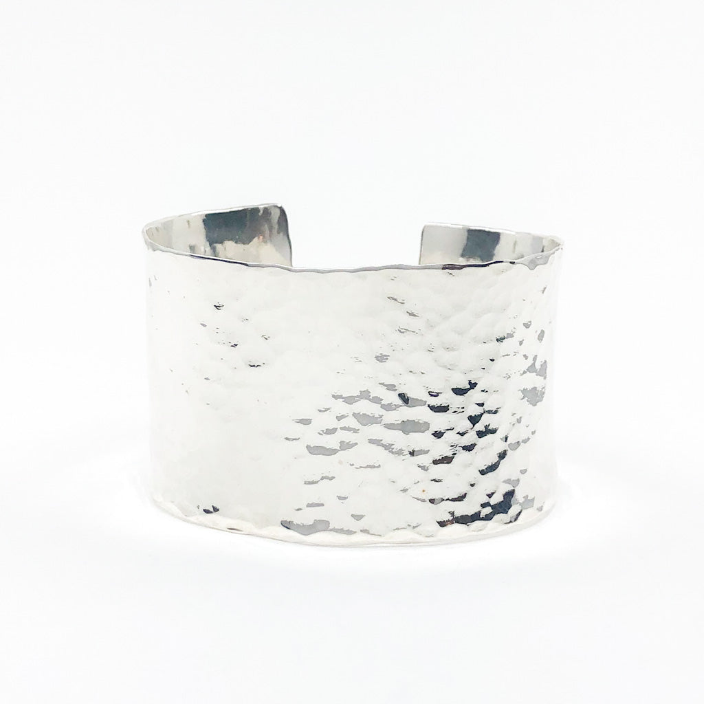 Sterling 1.5" Ball Pein Anticlastic Cuff by Judie Raiford