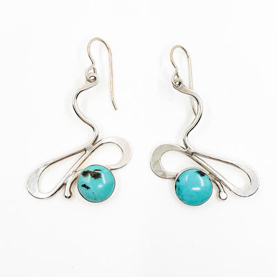 Sterling Touch of Romance Earrings with Turquoise by Judie Raiford